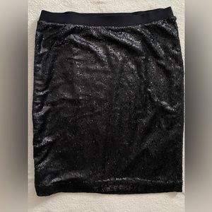 Black knee length sequin pencil skirt